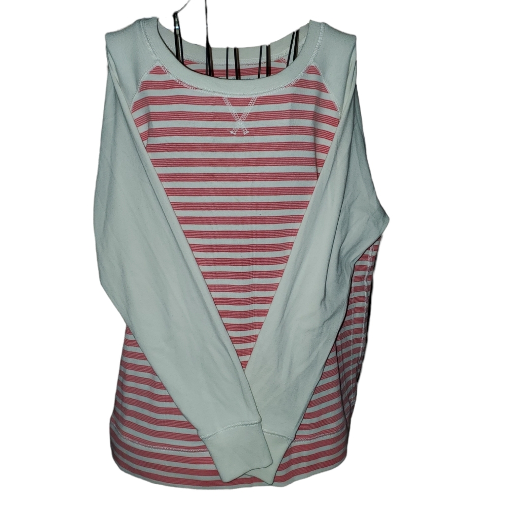 Eddie Bauer Sweatshirt with white and salmon stripes Size XL